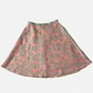 Catherine Malandrino Full A-Line Floral Scuba Skirt Pink Gray Bonded Print 12